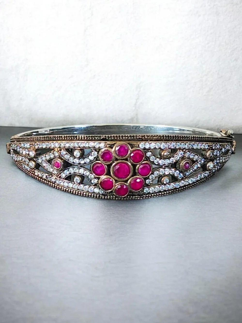 Vintage Ruby Hinge Bracelet